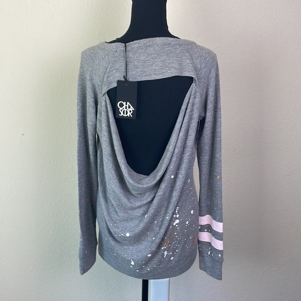 New! Chaser open slouch back dancer’s sweatshirt women’s M - Picture 2 of 12